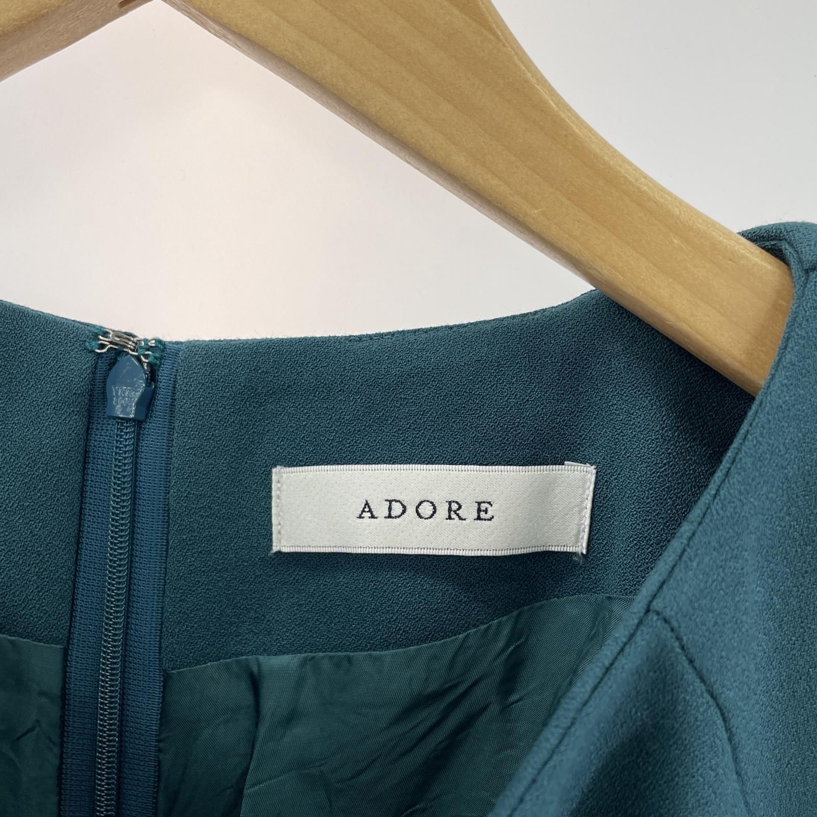 ADOREアドーア ベルスリーブ＆袖リボン ワンピース グレー ほぼ新品 38