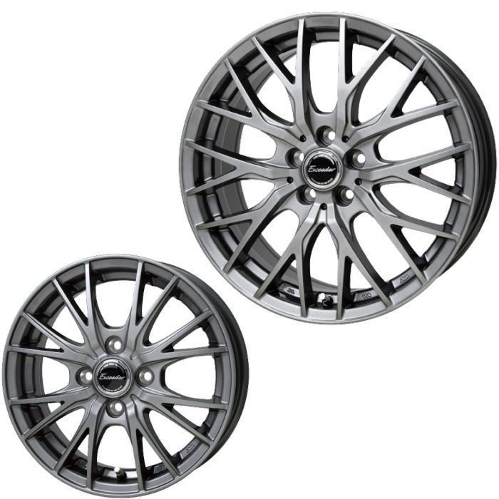 15インチ 4穴 100 4.5J エクシーダー E05 ダークシルバー ホイール単品 4本セット