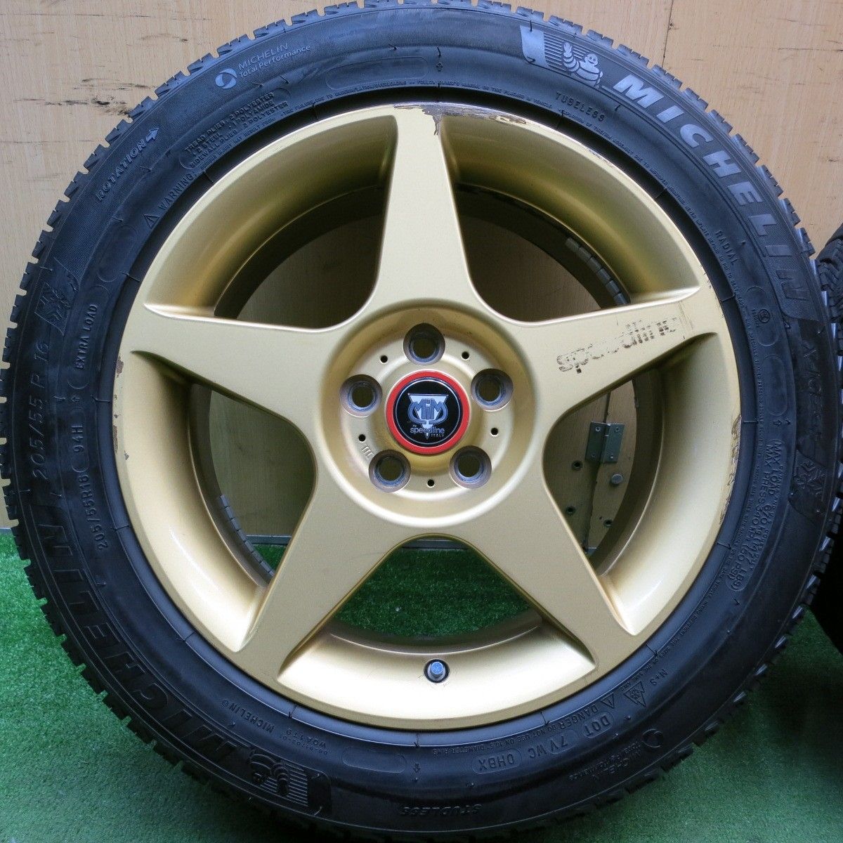 未使用 アウトレット SPEEDLINE スピードライン ホイール センターキャップのみ 4個 直径 約59mm ツメ外径 約56mm 赤系 棚9-1-D