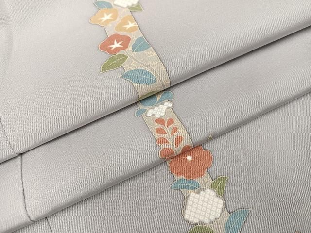 平和屋着物●上質な小紋 草花間道 正絹 AABC6865ph