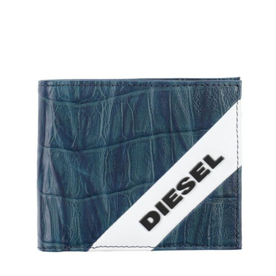 DIESEL】【ディーゼル】二つ折り財布 ロゴ入り ブルー - メルカリ