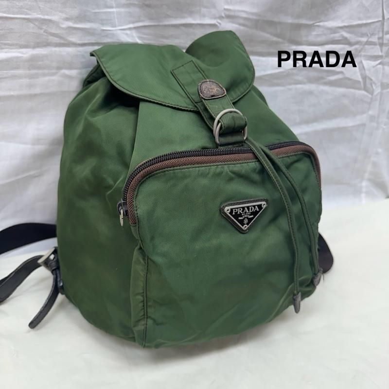 PRADA リュック テスートナイロン カーキ 三角ロゴ 巾着 PRADA プラダ テスートナイロン リュックサック バックパック