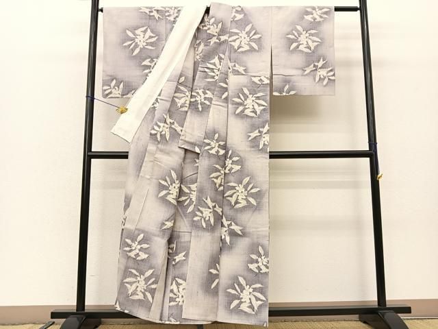 平和屋着物○上質な紬 草葉間道 黒地 正絹 逸品 BAAT6724hv