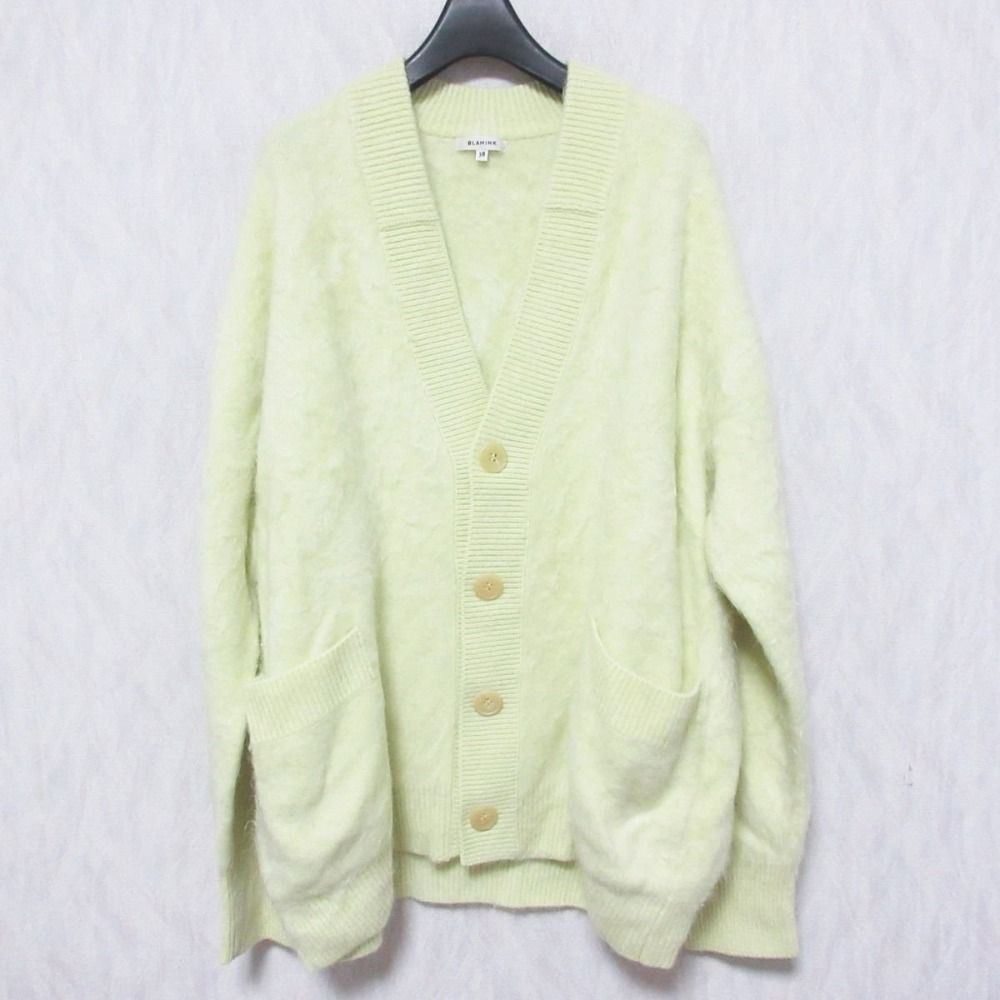 美品 BLAMINK ブラミンク カシミヤファーVネックカーディガン 7915-299-0060 サイズ38 ネイビー レディース 古着 中古 USED BLAMINK - 美品 BLAMINK ブラミンク カシミヤファーVネック