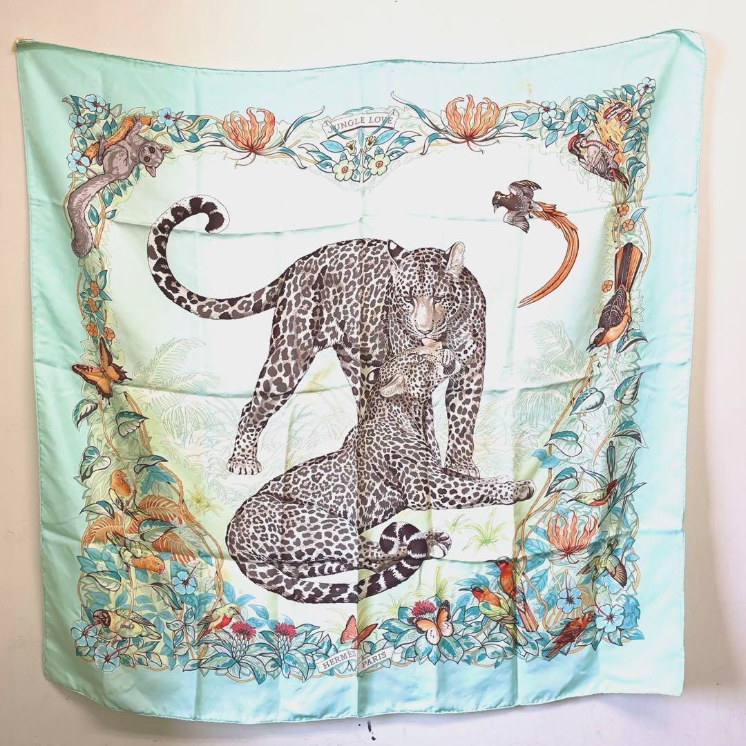 エルメス カレ90 ジャングルラブ スカーフ シルク アニマル FR108