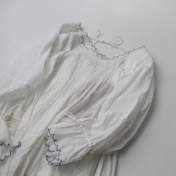 TOWAVASE トワヴァーズ アンファンスリーブドレス F/ホワイト×ブルー  