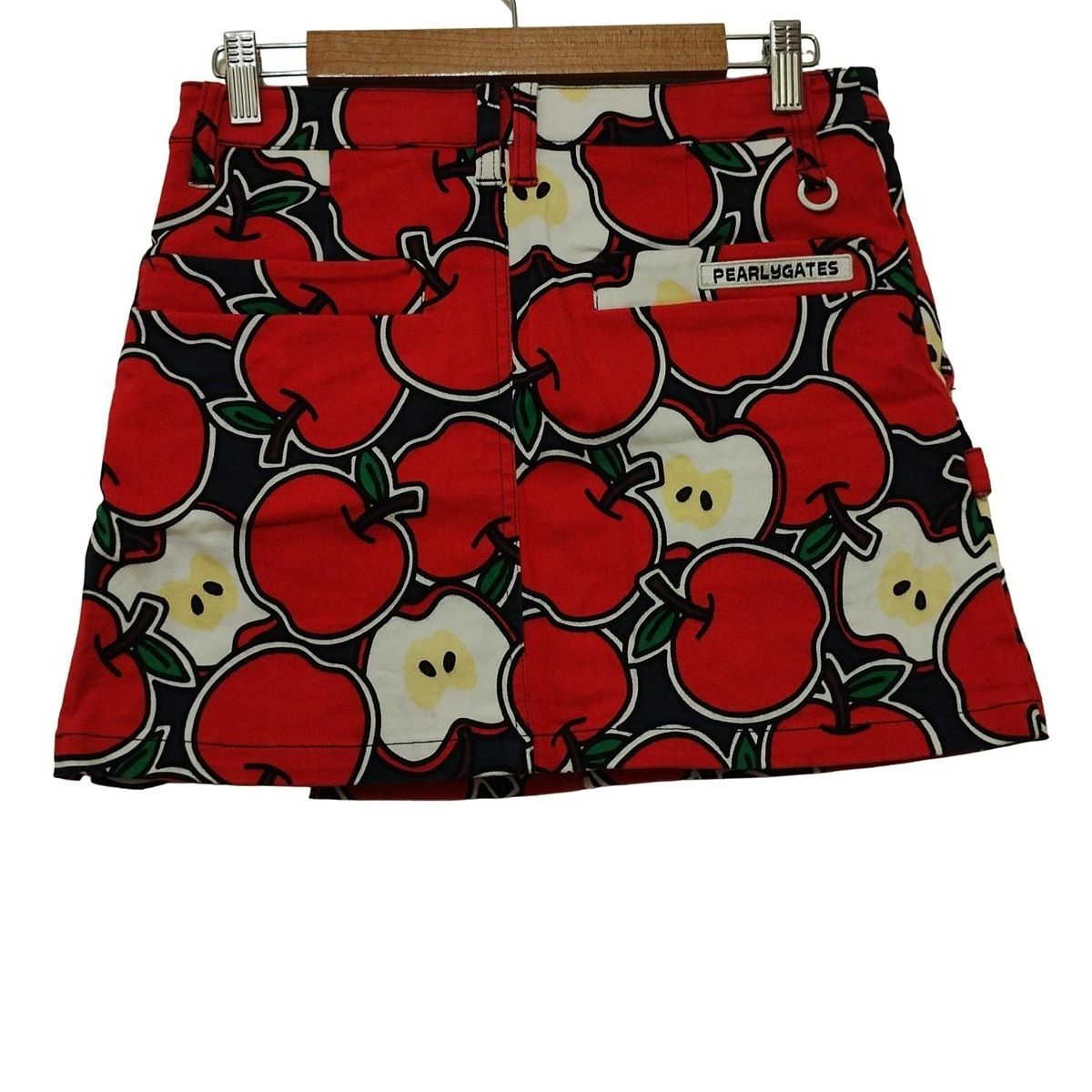 PEARLY GATES パーリーゲイツ ミニスカート サイズ0 XS レディース - レッド×ダークネイビー×マルチ アップル