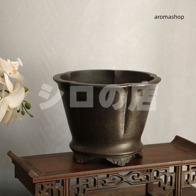 最終値下げスタート！ 紫砂黒雲足梅花鉢 植物鉢 多肉鉢 工芸品 置物 参加しやすい