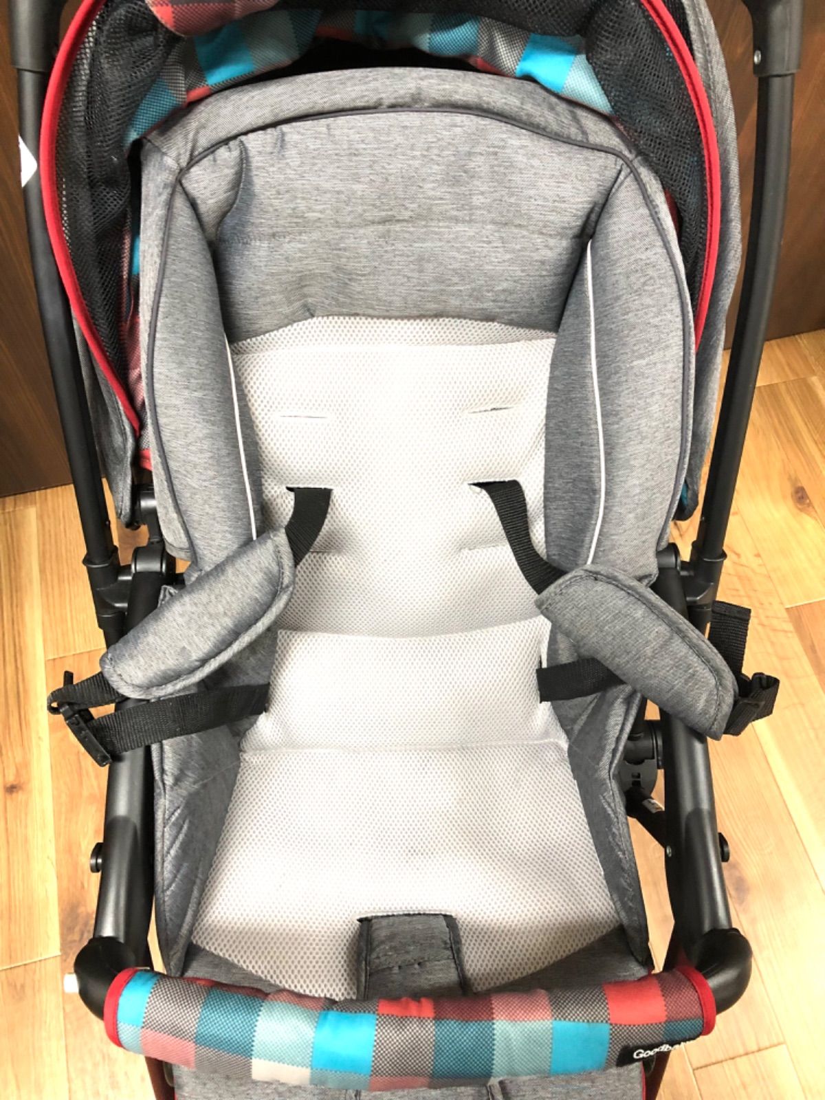 GoodBaby ベビーカー A型(B型兼用) ブロックチェック柄【モノ市場東浦店】 Goodbaby A型B型兼用ベビーカー ブロックチェック柄 ハイシート 軽量