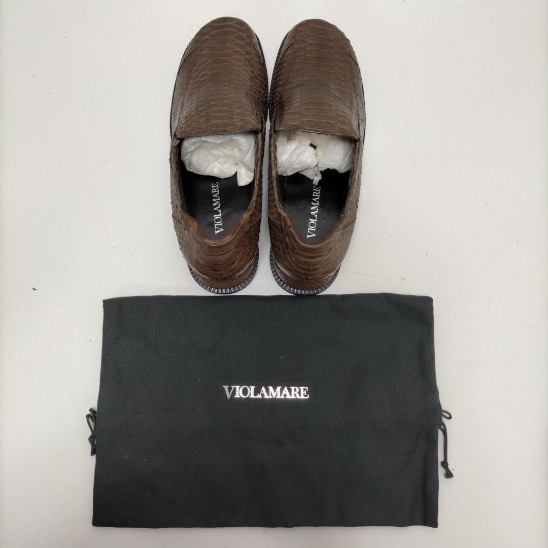 VIOLAMARE ビオラマーレ ヘビ革 レッドパイソン ブラウン シューズ