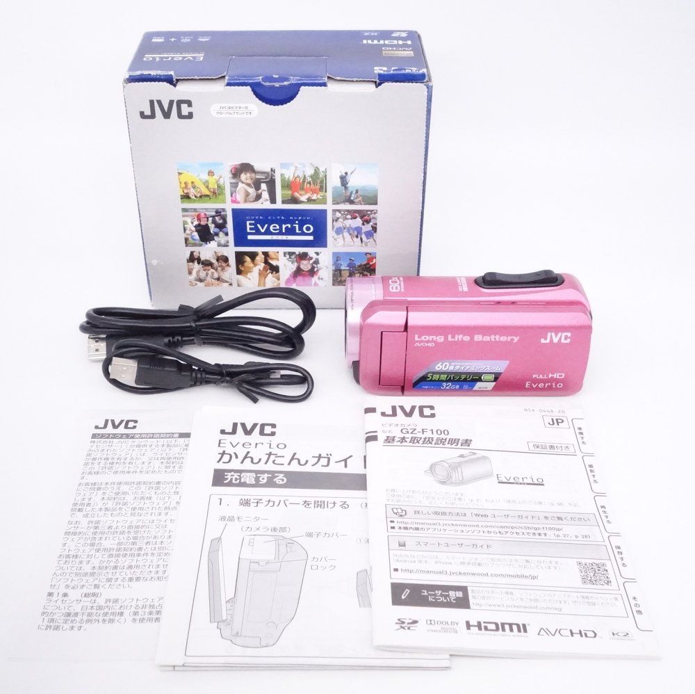 上品 JVC KENWOOD JVC ビデオカメラ EVERIO 内蔵メモリー32GB ピンク GZ-F100-P D090058A