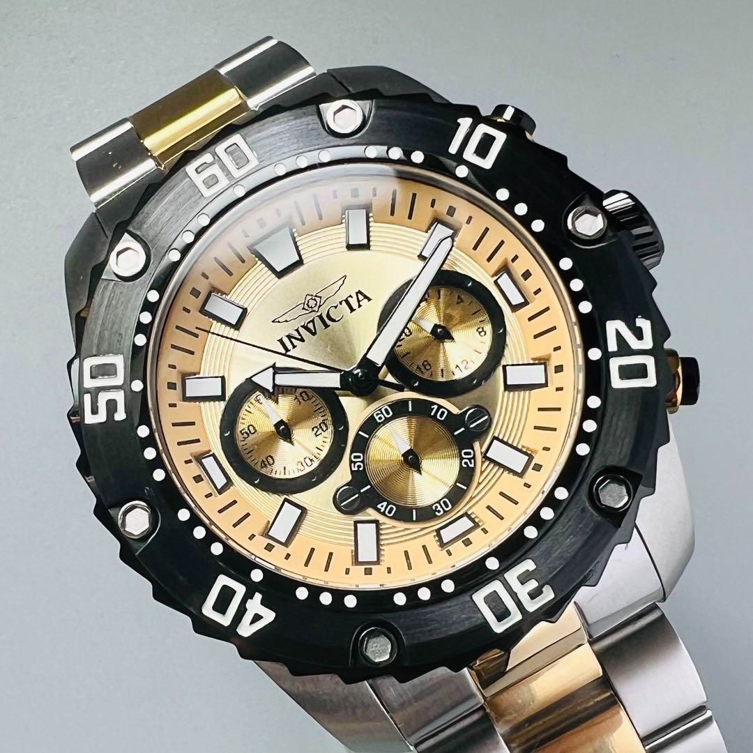 インビクタ INVICTA プロダイバー 腕時計 メンズ クォーツ 電池式 ベルト ブラック シルバー ケース直径48mm クロノグラフ 防水機能