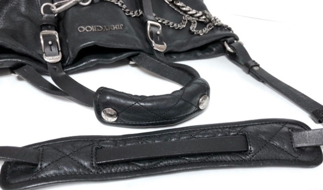 JIMMYCHOO ジミーチュウ トートバッグ　バイカー　チェーン　ブラック Jimmy Choo ジミーチュウ バイカーチェーン トートバッグ レザー