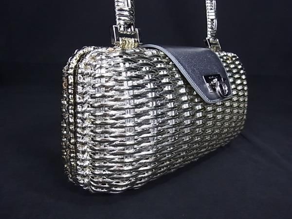 Salvatore Ferragamo フェラガモ EZ-21 4412 ガンチーニ ラタン かごバッグ ワンハンドル ハンドバッグ ゴールド系 FS3780