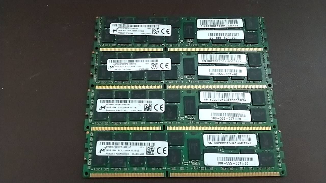 サーバー向けメモリ】Micron PC3L-12800R DDR3 SDRAM 16GB×4枚 合計