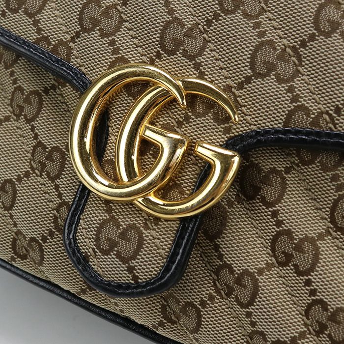 GUCCI グッチ ミニトップハンドルバッグ GGマーモント 583571 ハンドバッグ GGキャンバス【中古】 レディース - メルカリ