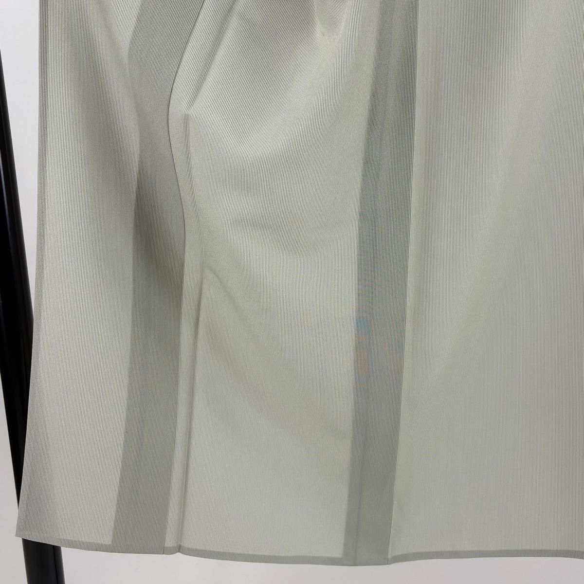 男着物 身丈135.5cm 裄丈68.5cm L 薄物 縦縞 薄緑 正絹 名品