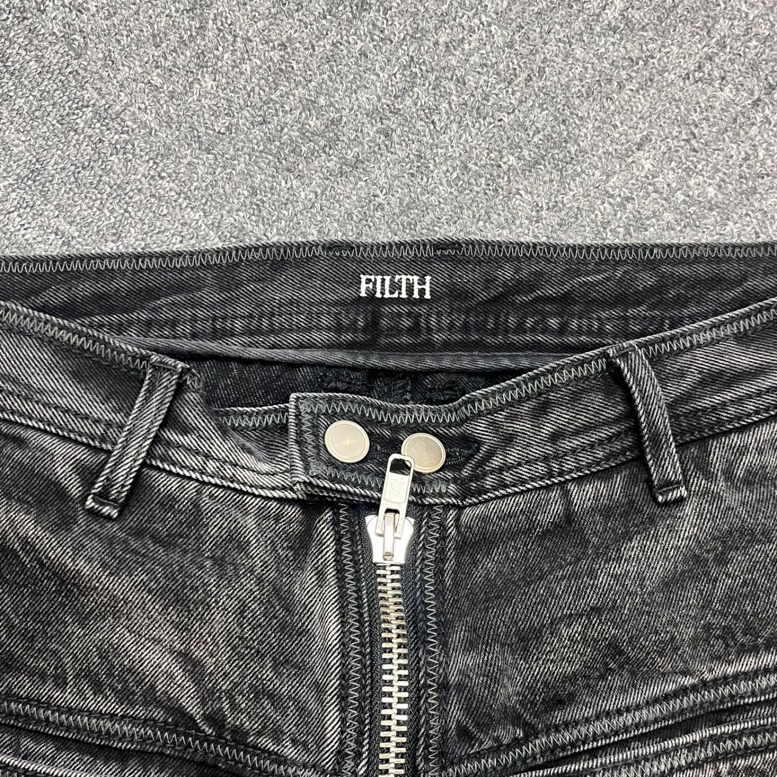 パンツ FILTH 24SS FRONT ZIP BAGGY DENIM SHORTS FILTH フィルス SS25 FRONT ZIP BAGGY DENIM SHORTS / BLK