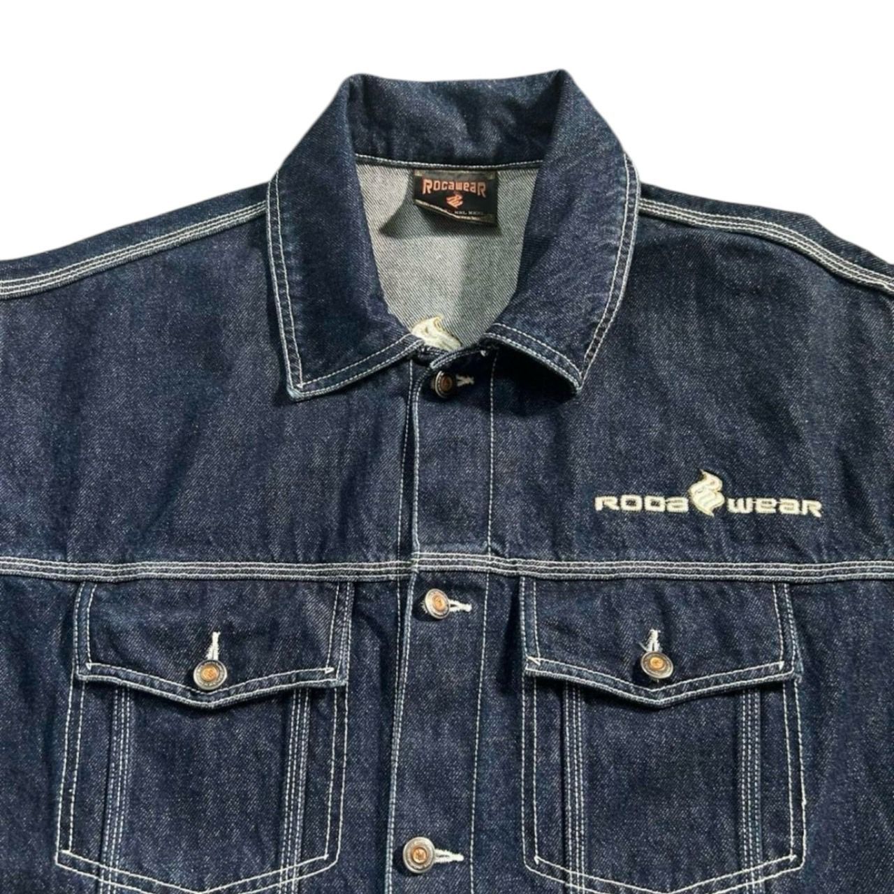 ROCAWEAR デニムジャケット 刺繍 オーバーサイズ B系 3XL 00s ROCA WEAR Denim Jacket 紺 2XL ロカウェア デニム