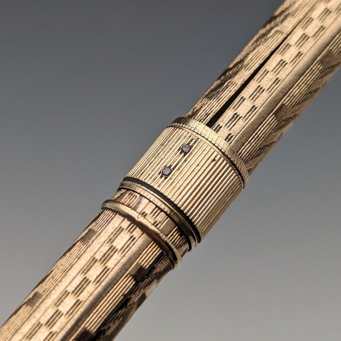 ヴィンテージ 金張り 推進式ペンシル＆つけペン 伸縮式96-121mm ヴィンテージ 金張り 推進式ペンシル＆つけペン 伸縮式96-121mm