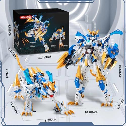 2イン1 ホワイトタイガー変形ロボット組み立てセット