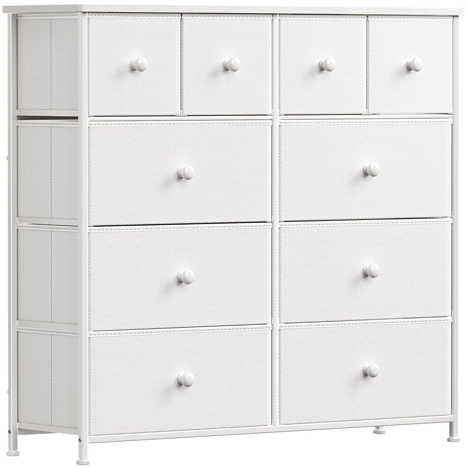 布製チェスト 木製天板付き ファブリック引き出し 衣装ケース 大容量 ハイチェスト おしゃれ 衣類収納 洋服 簡単組立 収納 4段10杯 高防水性皮革 タンス チェスト ホワイト SINNONAKA