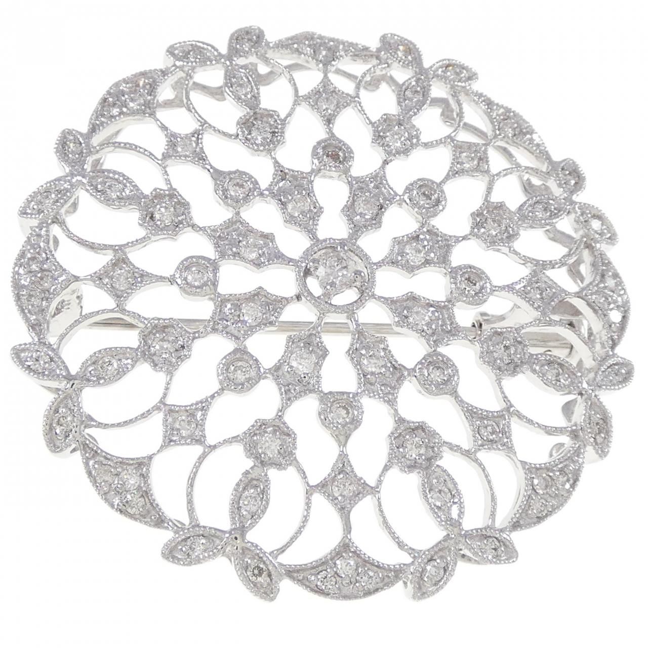 K18WG ダイヤモンド ブローチ 0.56CT