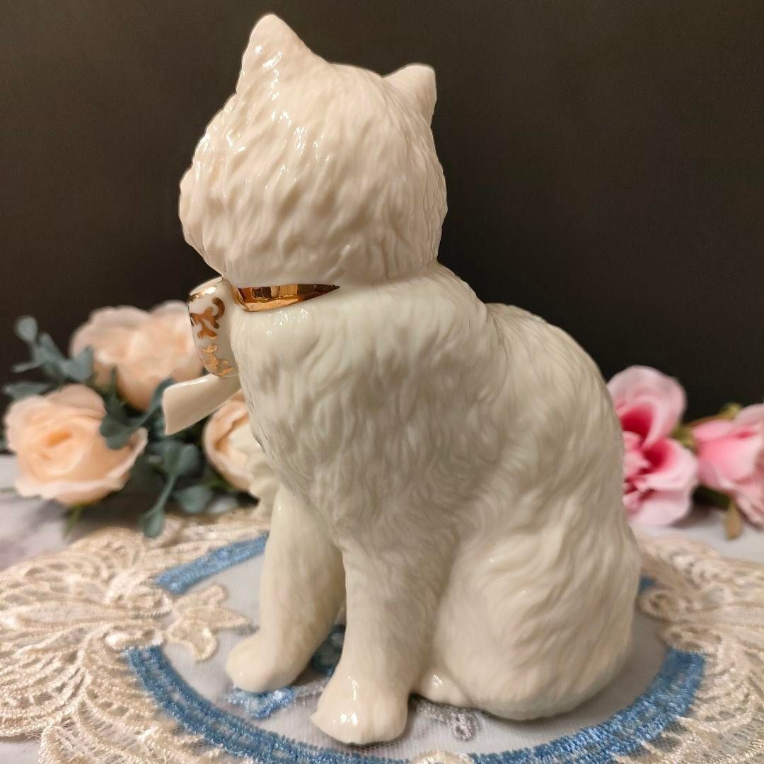 訳あり□大きなサイズ ペルシャ猫 レノックス 陶器 置物 キャット 24K
