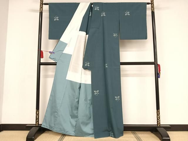 平和屋着物●上質な紬  胴抜き仕立て　舞葉文　正絹　逸品　未使用　AAAX0122np 平和屋着物○上質な紬 胴抜き仕立て 舞葉文 正絹 逸品 未使用