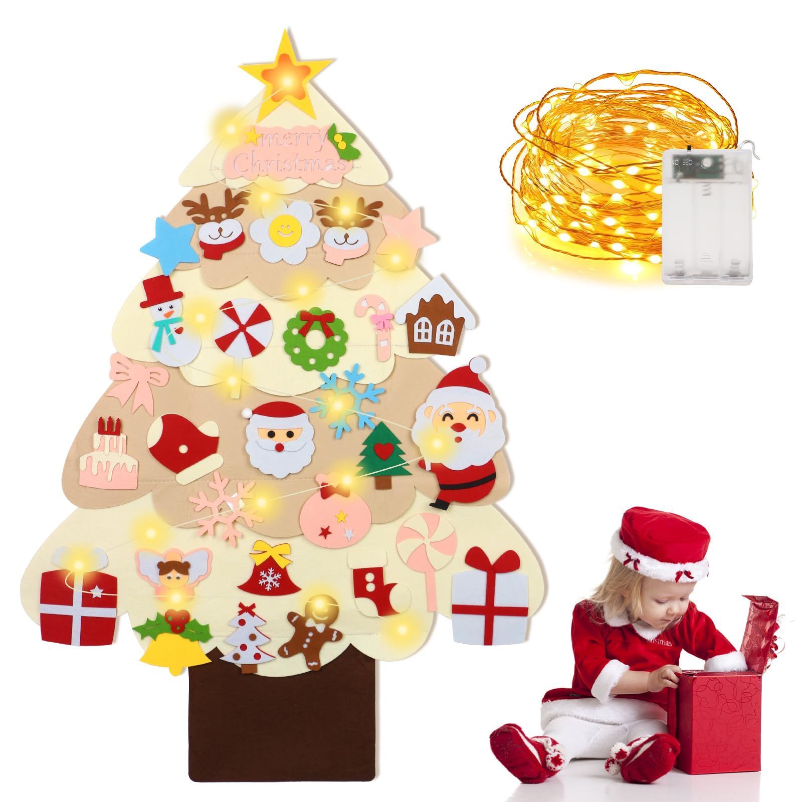 フェルト製クリスマスツリー LEDライト付き Amazon.co.jp: DIY フェルトクリスマスツリー LEDライト付き 壁掛け