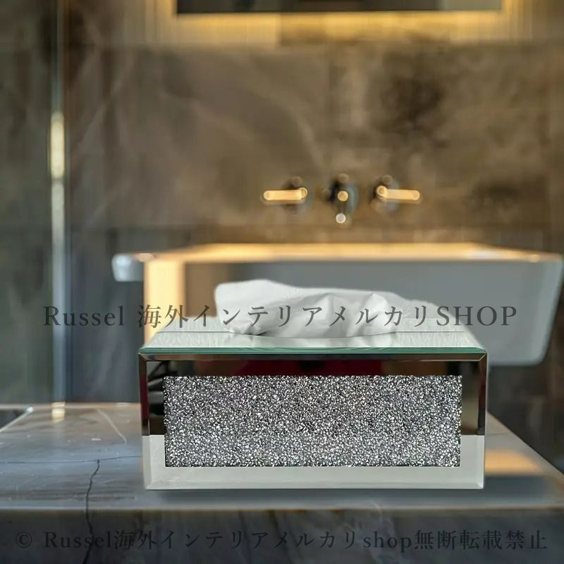 高級ミラーガラス ティッシュボックス