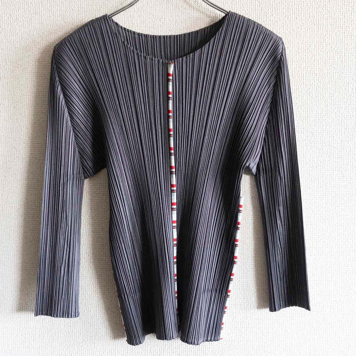 PLEATS PLEASE プリーツ カットソー グレー ISSEY MIYAKE イッセイミヤケ 25040984
