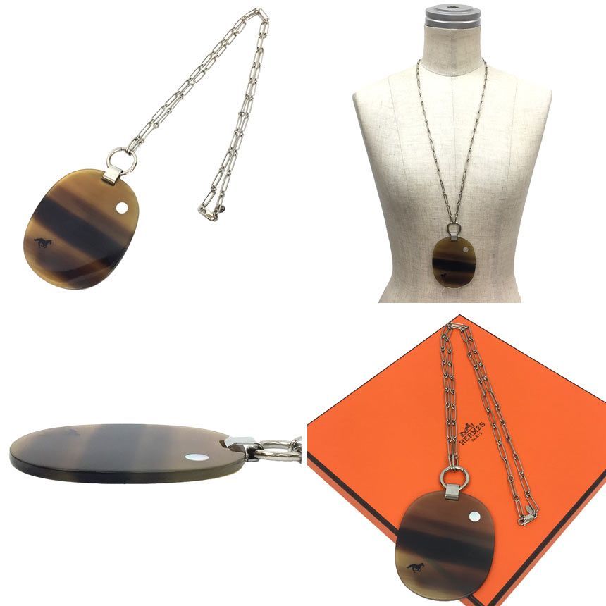 HERMES　バッファローホーン　エルメス　ネックレス　馬　aq8686 セール レア物 HERMES エルメス バッファローホーン ネックレス 馬