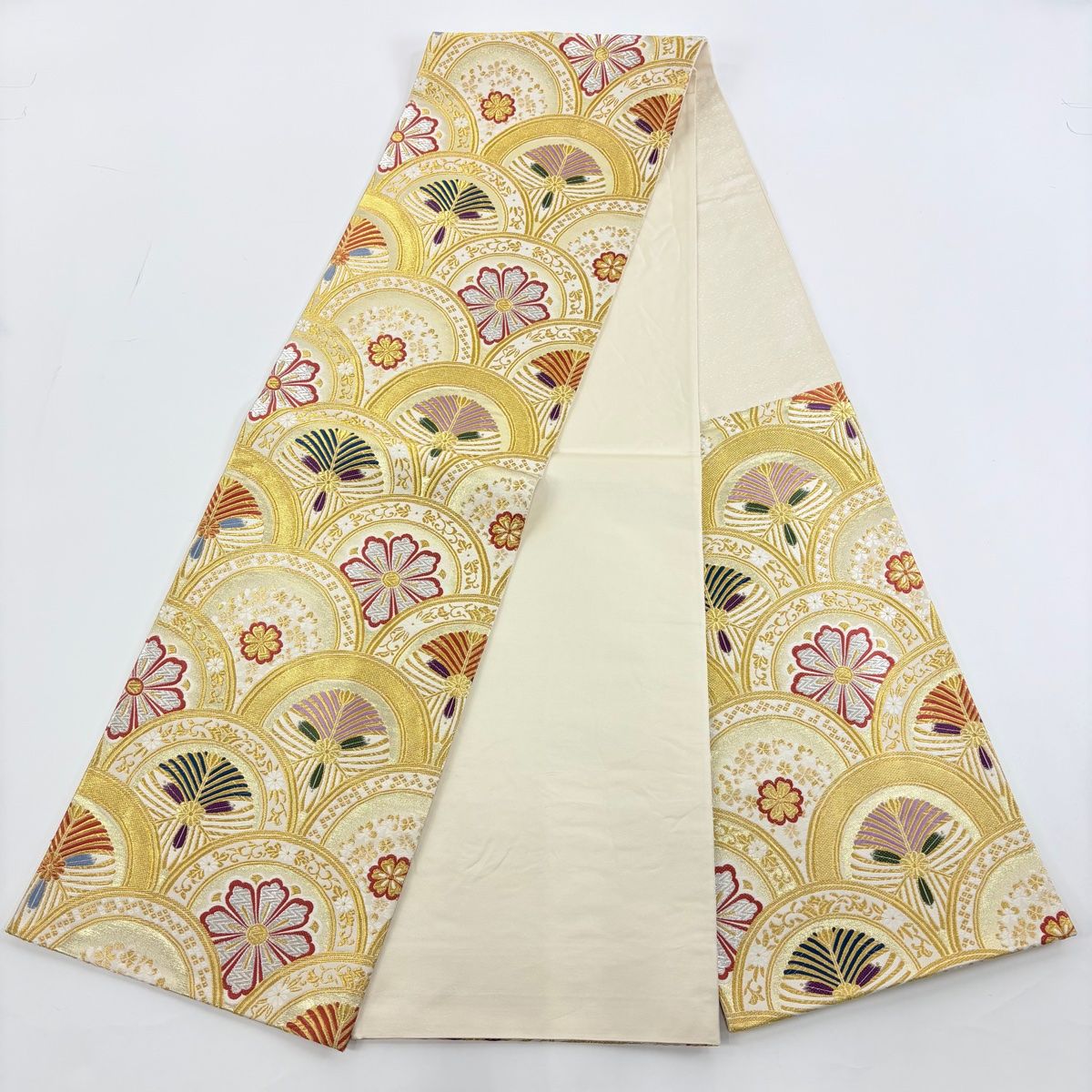 ≪美品≫正絹　振袖のみ【539】【155cm~165cmの方用】 振袖 身丈165cm 裄丈66cm M 袷 袋帯フルセット 牡丹 撫子 銀通し