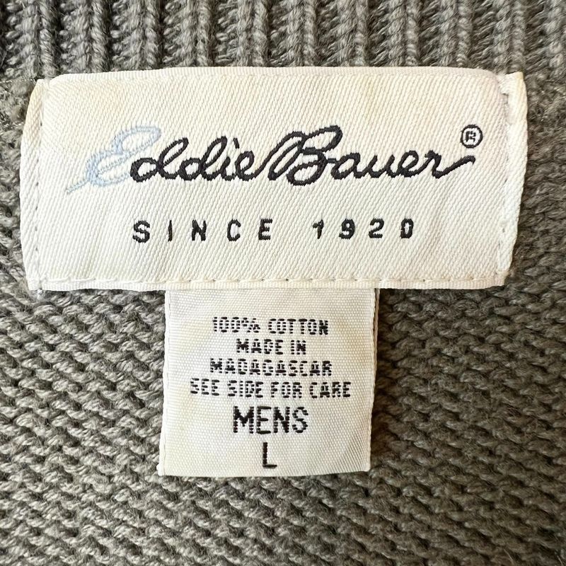 90s Eddie Bauer 前V コットン ニット セーター L / 90年代 オールド