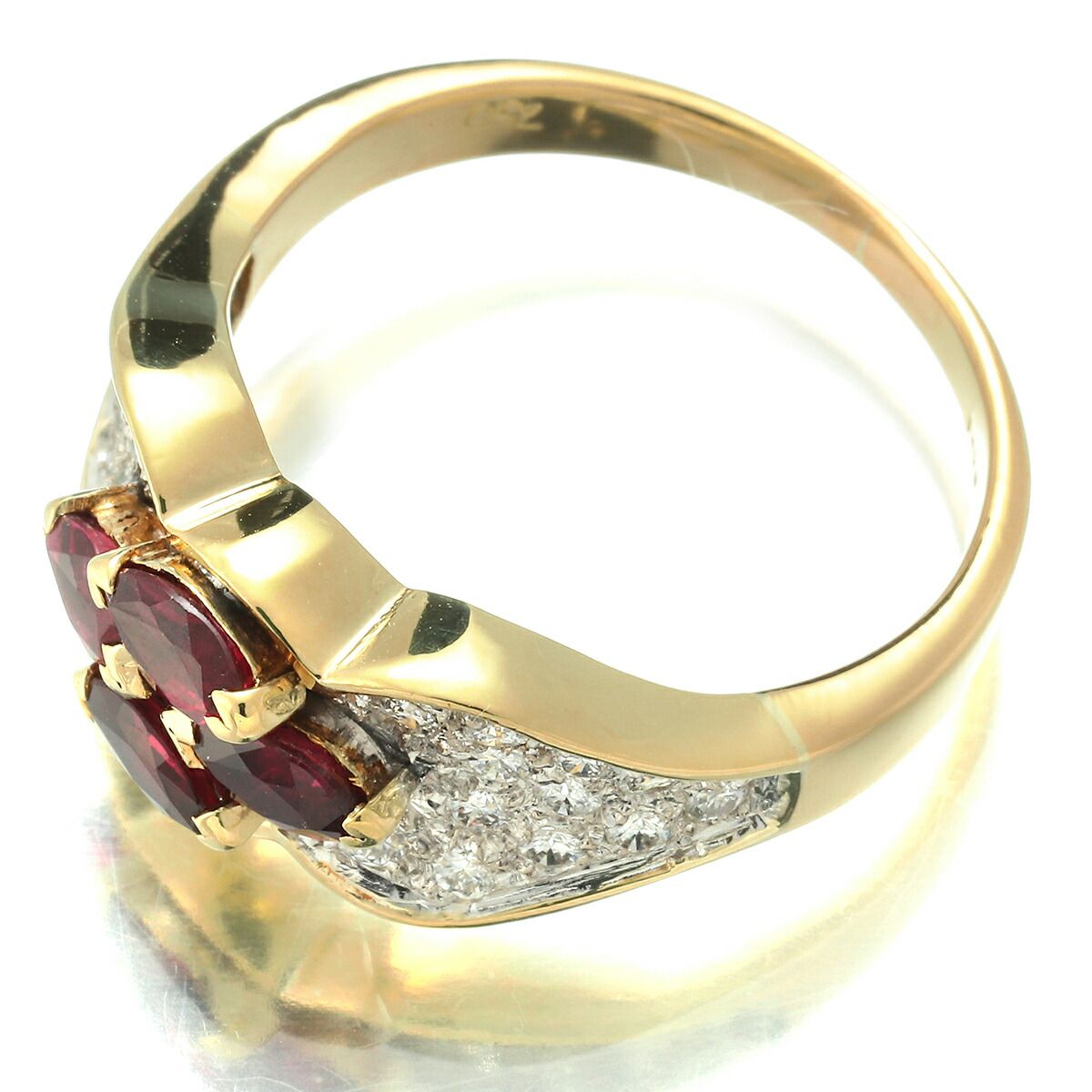 リング 指輪 ルビー 0.37ct ダイヤモンド 1.08ct K18 16号 中古 