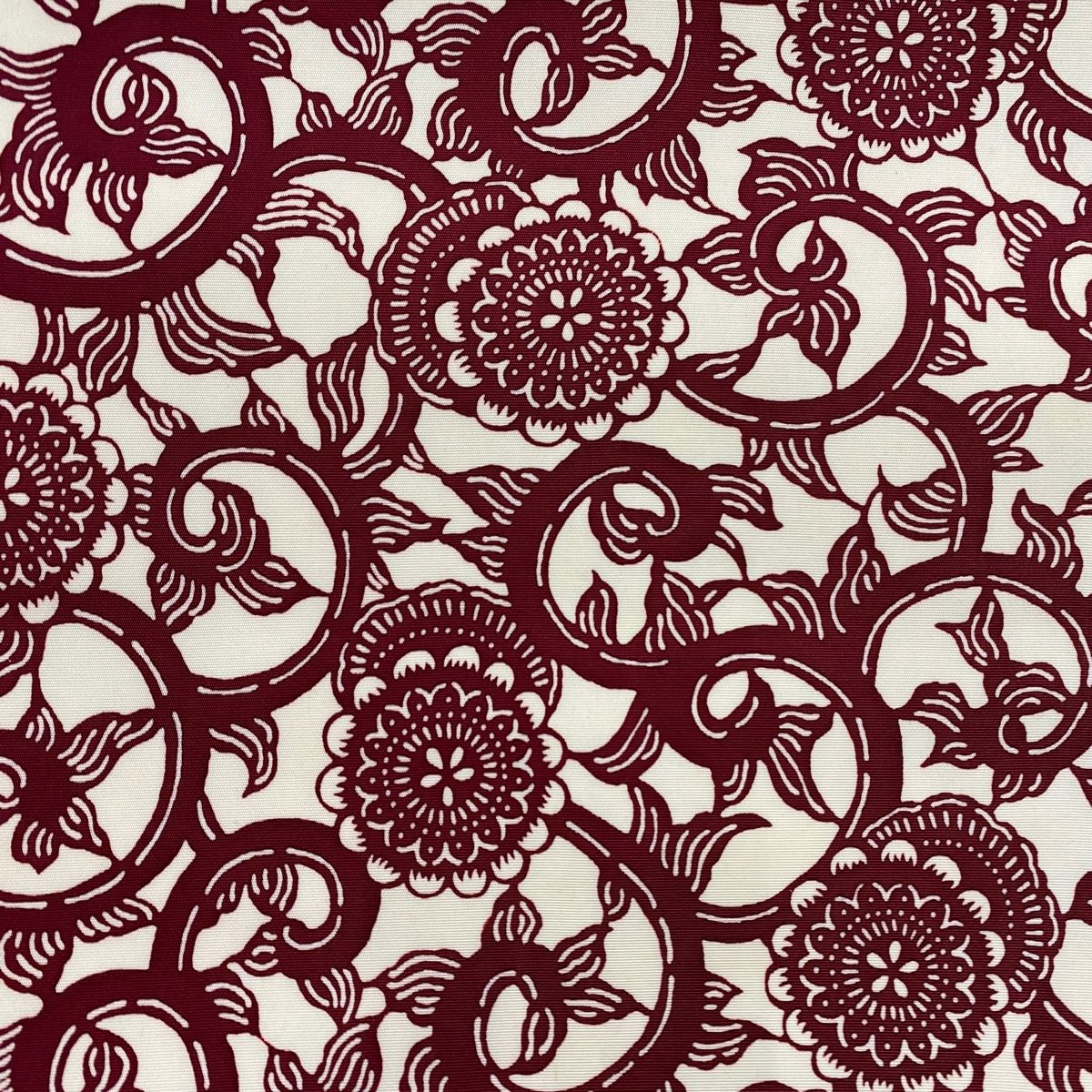 名古屋帯 秀品 菊唐草 えんじ色 正絹