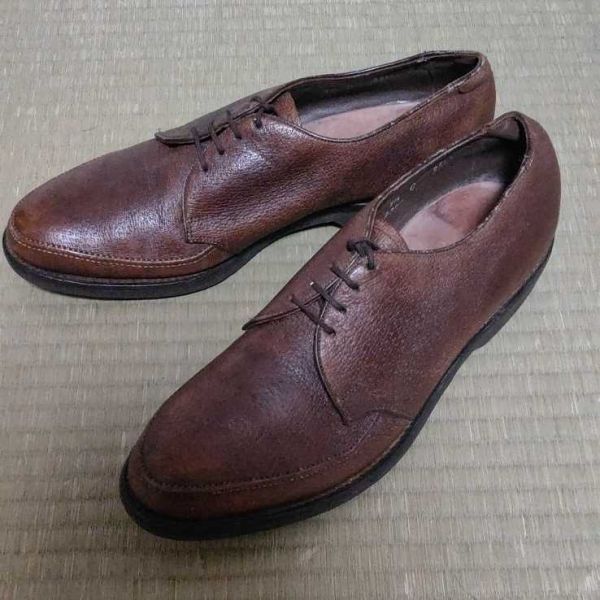 試着交換OK！60s-70sビンテージ☆アレンエドモンズ/Allen Edmonds Turf-Skos ★9.5C 26.5-27.0程度 茶★豚革/ボアハイド Uチップ レザーシューズ 希少品◆XA7 #BUZZBERG