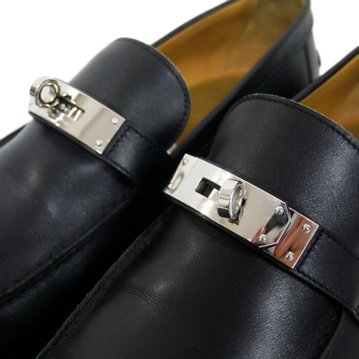 極上良品✨　HERMES デスタン　モカシン　ケリー金具　ローファー　黒　シボ革 極上良品✨ HERMES デスタン モカシン ケリー金具 ローファー 黒