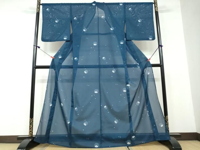 平和屋着物＊夏物 小紋 絽 舞花文 洗える着物 DAAU2954ud