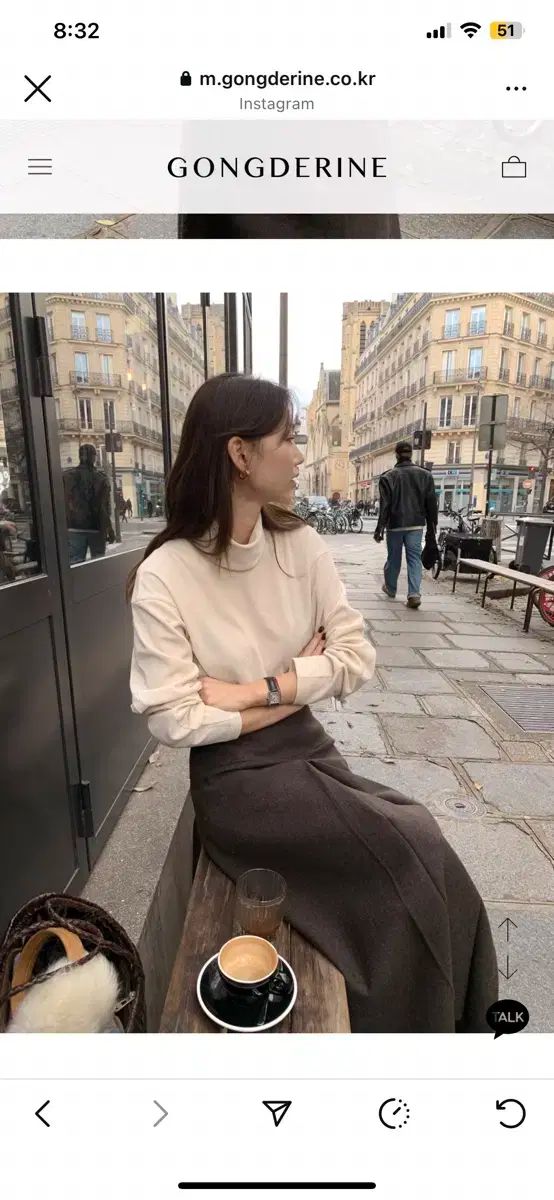 GONGDERINE ルイ ス ウールスカート ブラウン