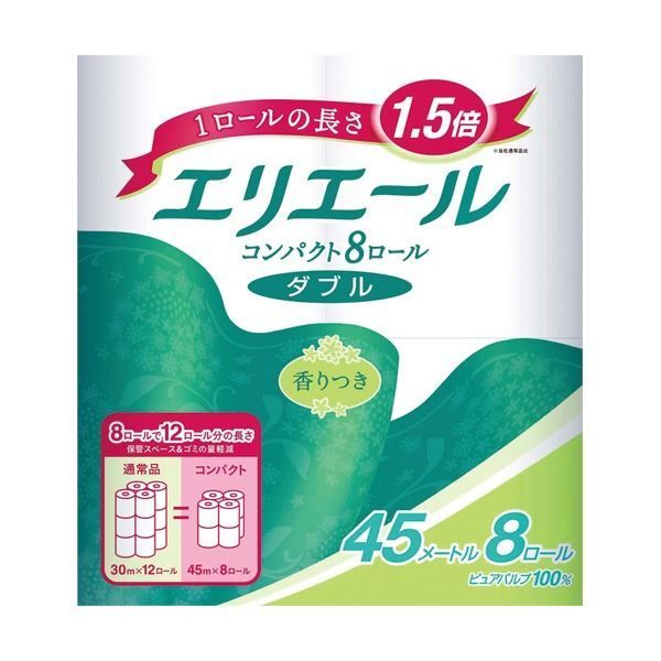 (まとめ) 大王製紙 エリエール トイレットティシュー コンパクト ダブル 芯あ