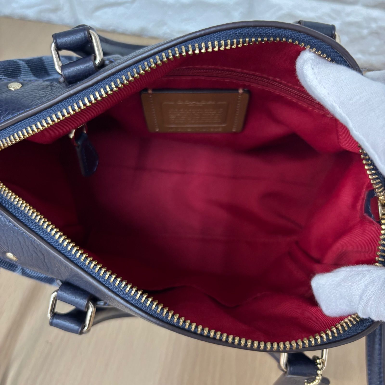 ◎COACH コーチ 2way ミニボストンバッグ ショルダーバッグ デニム地 