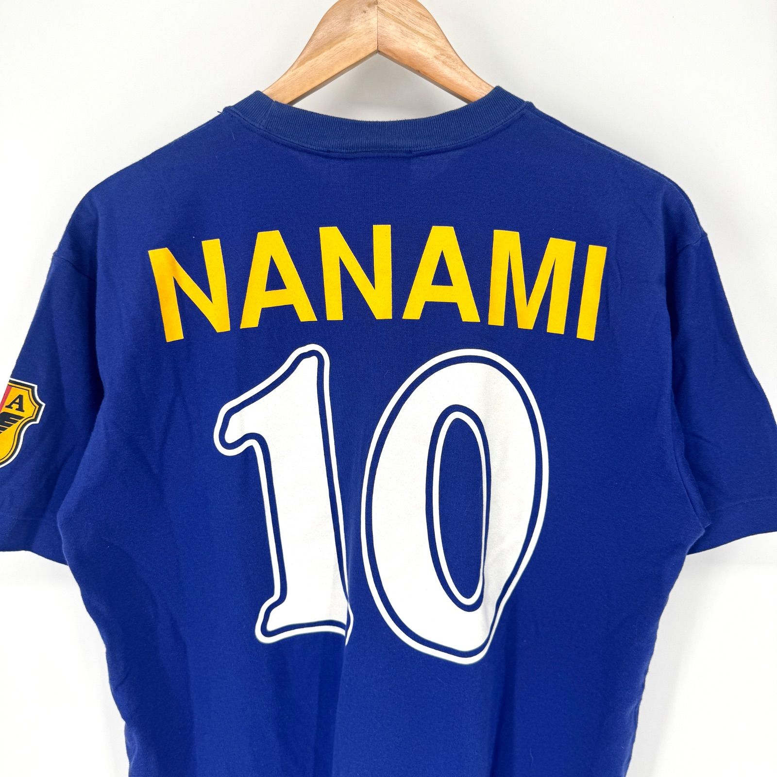 サッカー日本代表　【サイン入り】 10名波浩選手ユニフォームLサイズ 日本代表 JFA ユニフォーム L 10番 名波浩 ブルー 半袖Tシャツ SAMURAI