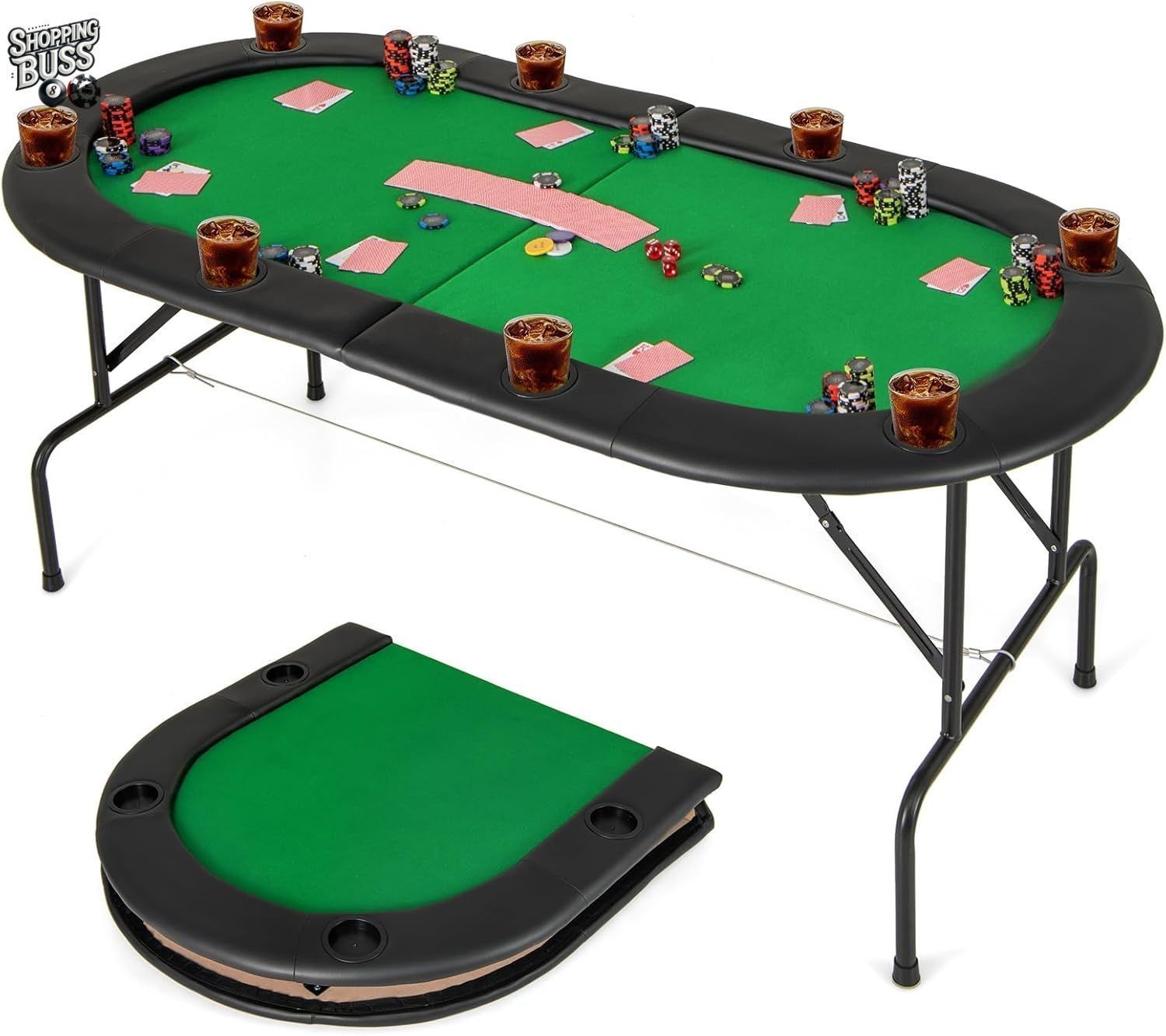 商品 先着 折りたたみ式8人用ポーカーテーブル カジノ テキサスホールデム 213cm x 106cm