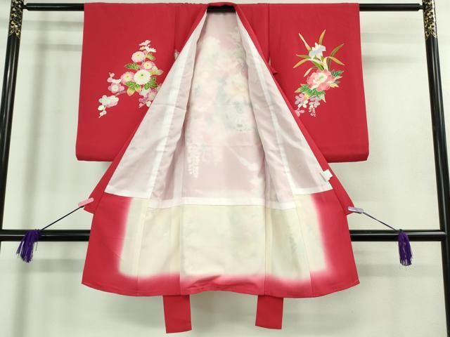 上 京加賀友禅 百貫石峰 七五三 女の子 3歳 祝着 花車 暈し染め kh 5