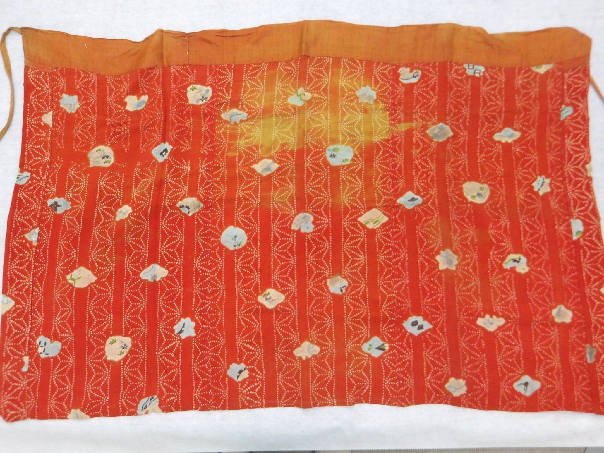 P34626 紅花染め 江戸縮緬 腰巻 bk