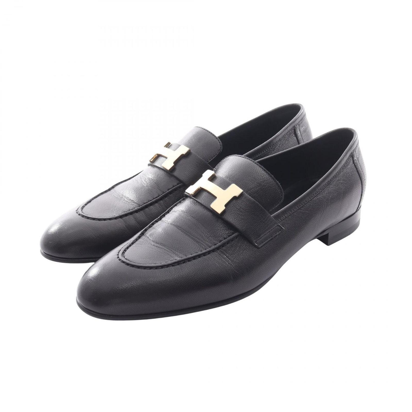 エルメス HERMES モカシン パリ H182182Z ブラックxPG金具 その他 モカシン レディース