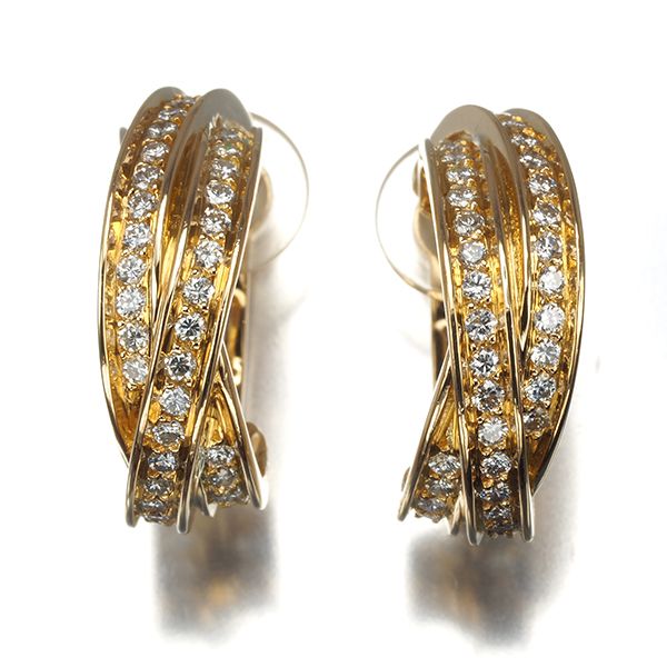 カルティエ イヤリング ダイヤ ダイヤモンド スリーバングルズ K18YG