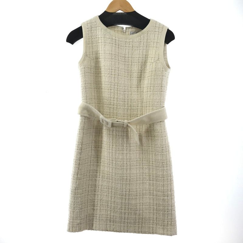 中古品】 SHELLER シェリエ ノースリーブ キルティングツイード